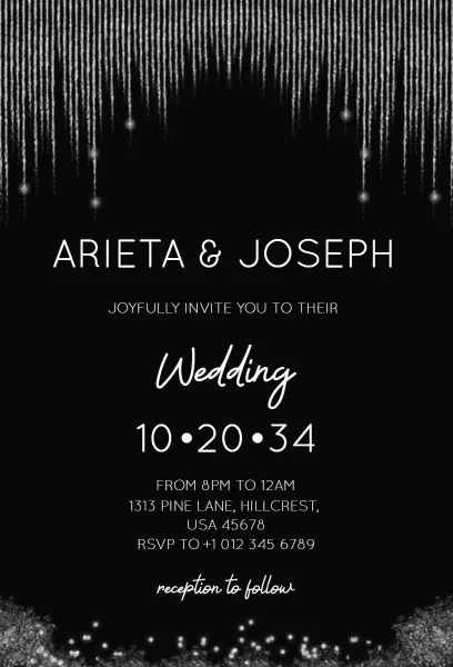Chic Black and White Elegant Wedding Ceremony Invitation Template