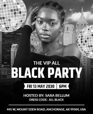 Chic Black and White VIP Party Invitation Poster Template