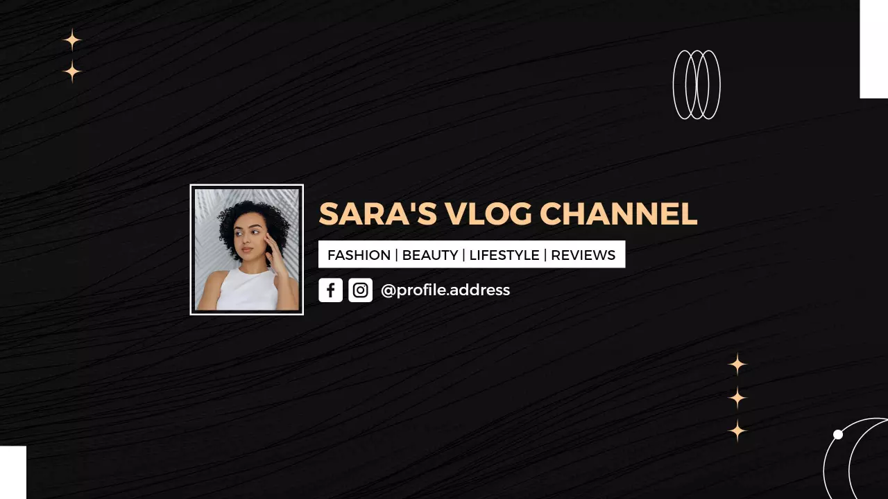 Chic Black Background with Fashion and Lifestyle YouTube Banner Template