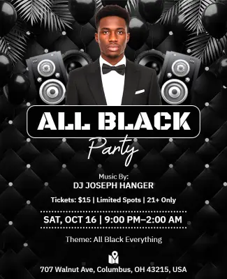 Chic Black Elegance for All Black Party Flyer Template