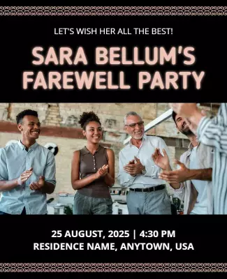 Chic Black Farewell Party Celebration Poster Template