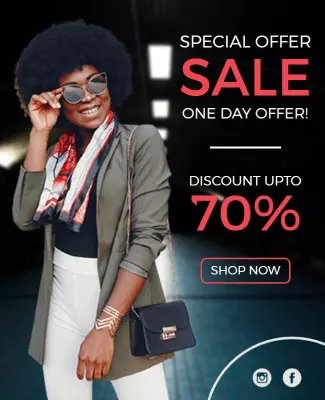 Chic Black Fashion Sale with Bold Discount Offer Flyer Template