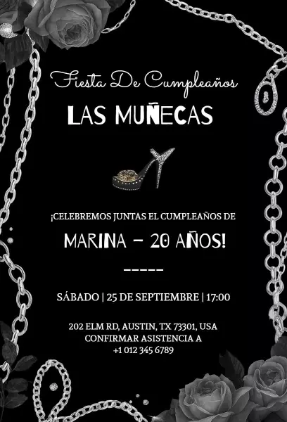 Chic Black Glamour Birthday Celebration Invitation Template
