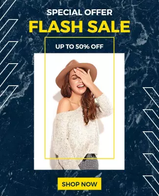 Chic Blue Flash Sale with Up to 50% Off Flyer Template