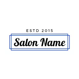 Chic Blue Framed Wordmark for Trendy Salon Name Logo Template