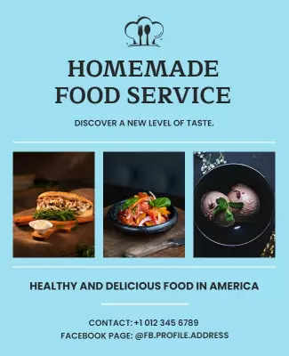 Chic Blue Homemade Food Service Poster Template