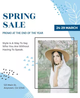 Chic Blue Spring Sale Fashion Promotion Poster Template
