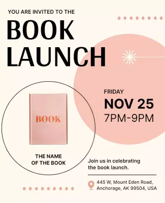 Chic Blush Pink Book Launch Invitation Poster Template