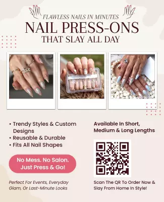Chic Blush Pink Nail Press-Ons for Glamorous Looks Poster Template