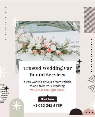 Chic Blush Wedding Car Rental Services Poster Template