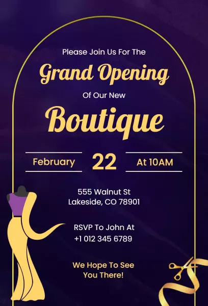 Chic Boutique Elegant Grand Opening Celebration Invitation Template