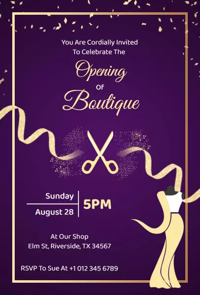 Chic Boutique Grand Opening Celebration Invitation Template