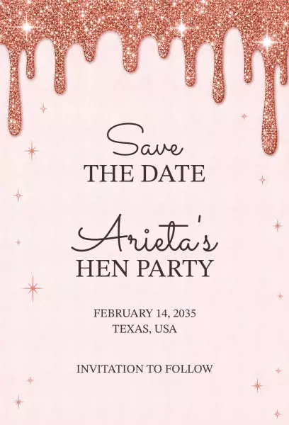 Chic Bridal Hen Party Save The Date Invitation Template