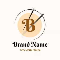 Chic Brown and Cream Stitching Elements Handicraft Logo Template