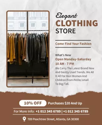 Chic Brown Fashion Retail Store Promotion Poster Template