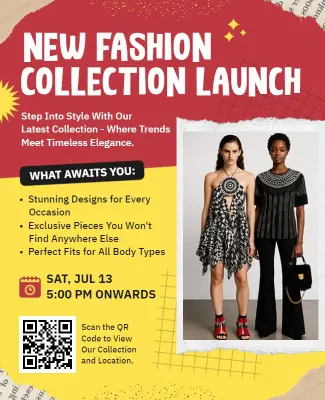 Chic Colorful Fashion Collection Release Event Flyer Template
