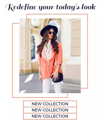 Chic Coral Fashion Style Inspiration Poster Template