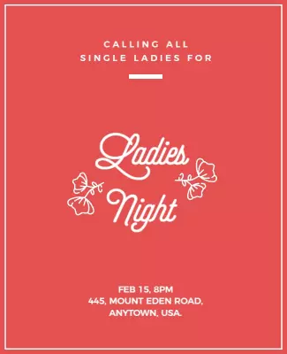 Chic Coral Ladies Night Out Event Poster Template