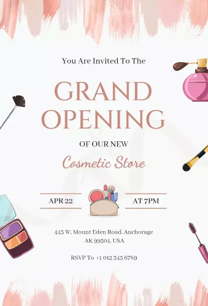 Chic Cosmetic Store Grand Opening Celebration Invitation Template