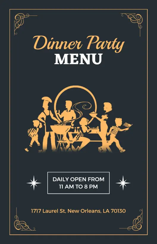 Chic Culinary Feast Dinner Party Menu Template