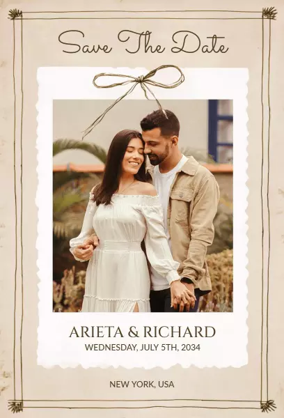 Chic Elegant Photo Wedding Save The Date Invitation Template