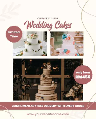 Chic Elegant Wedding Cakes Online Exclusive Offer Poster Template