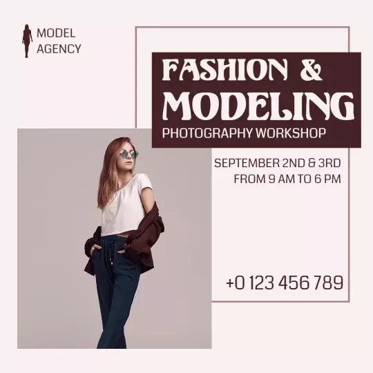 Chic Fashion and Modeling Photography Workshop Promotion Ad Template