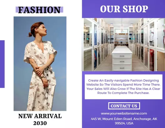 Chic Fashion Boutique Online Store Bi Fold Brochure Template