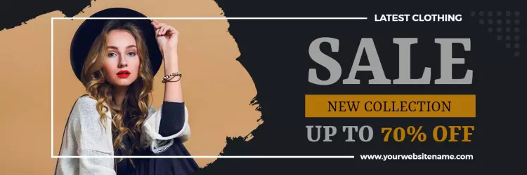 Chic Fashion Model Promoting Latest Clothing Sale Banner Template