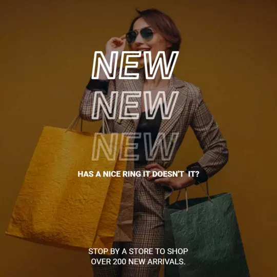 Chic Fashion Model with Colorful Shopping Bags Ad Template