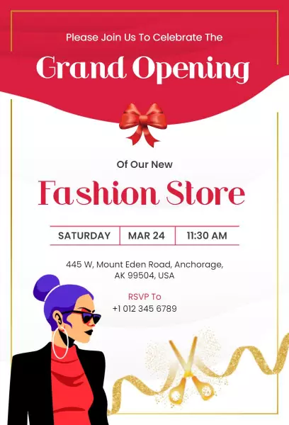 Chic Fashion Store Grand Opening Celebration Invitation Template