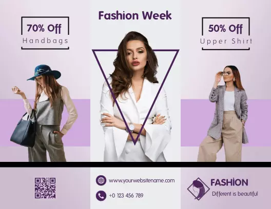 Chic Fashion Week Handbags and Clothing Sales Brochure Template