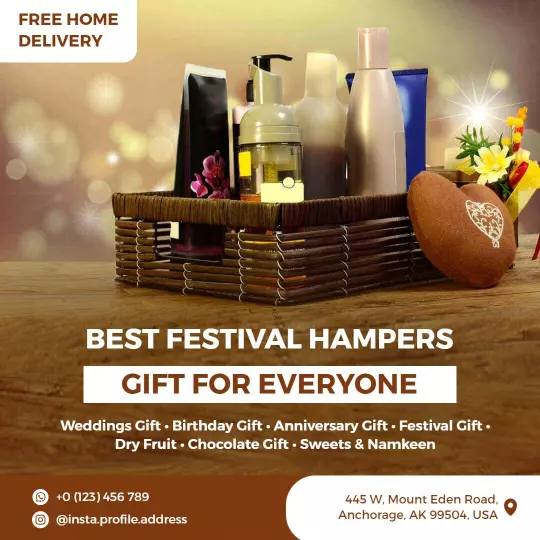 Chic Festival Hampers with Gifts for Every Celebration Ad Template