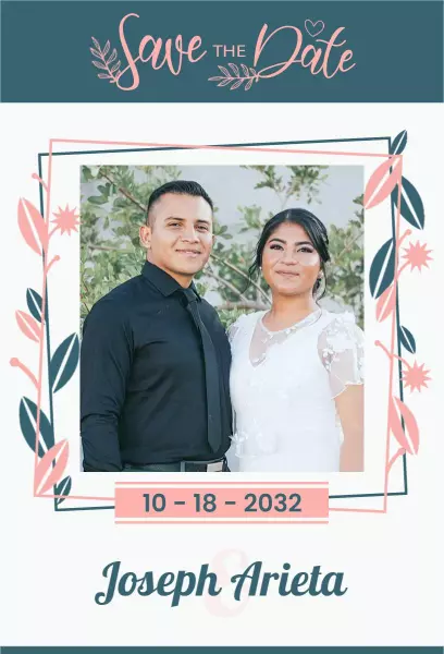 Chic Floral Elegant Wedding Save The Date Invitation Template
