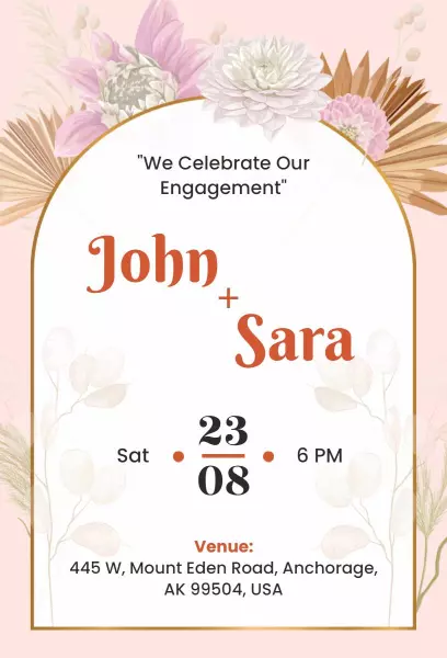 Chic Floral Engagement Celebration Ceremony Invitation Template