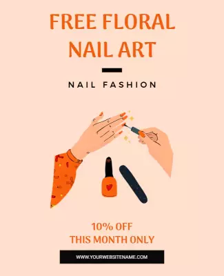 Chic Floral Nail Art Promotion Poster Template