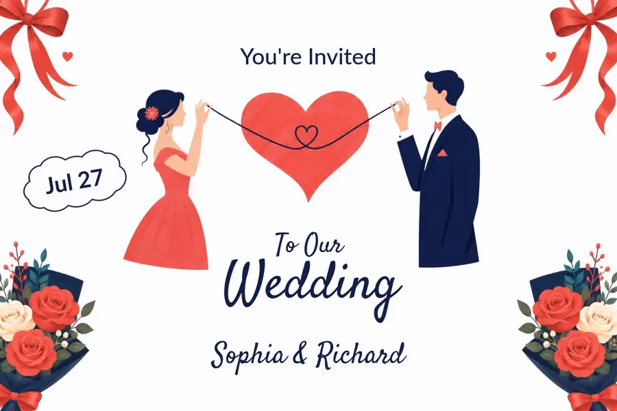 Chic Floral Wedding Invitation Postcard Template