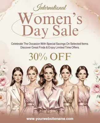Chic Floral Women's Day Discount Event Flyer Template
