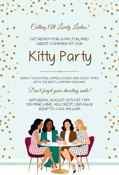 Chic Glamorous Ladies Kitty Party Invitation Template