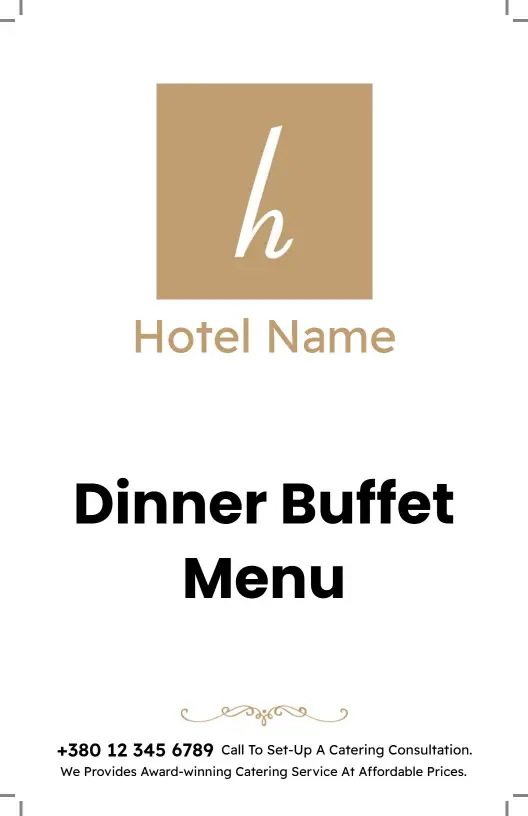 Chic Gold Decorative Elements Dinner Buffet Menu Template