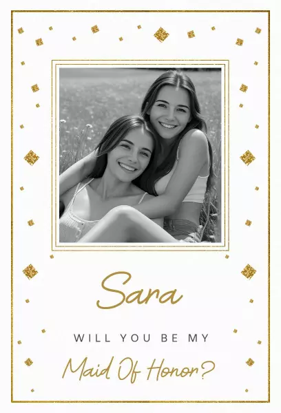 Chic Gold Floral Maid of Honor Bridesmaid Invitation Template