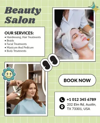 Chic Green Beauty Salon Services and Treatments Flyer Template