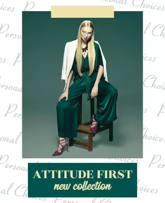 Chic Green Fashion Showcase for New Collection Poster Template
