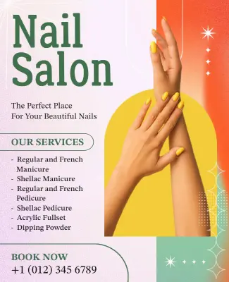 Chic Green Modern Nail Care Services Flyer Template