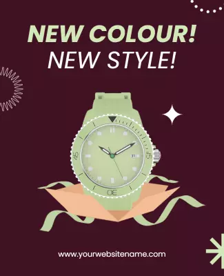 Chic Green Watch Announcement with Stylish Background Poster Template