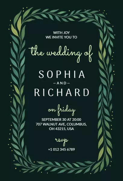 Chic Greenery Themed Wedding Celebration Invitation Template