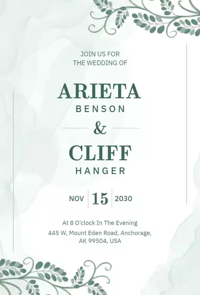 Chic Greenery Wedding Celebration Elegant Invitation Template