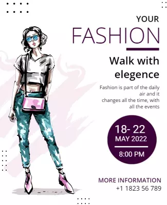 Chic Illustrated Fashion Event Walk with Elegance Poster Template