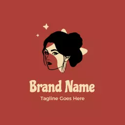 Chic Illustration of a Woman in Red for Beauty Logo Template
