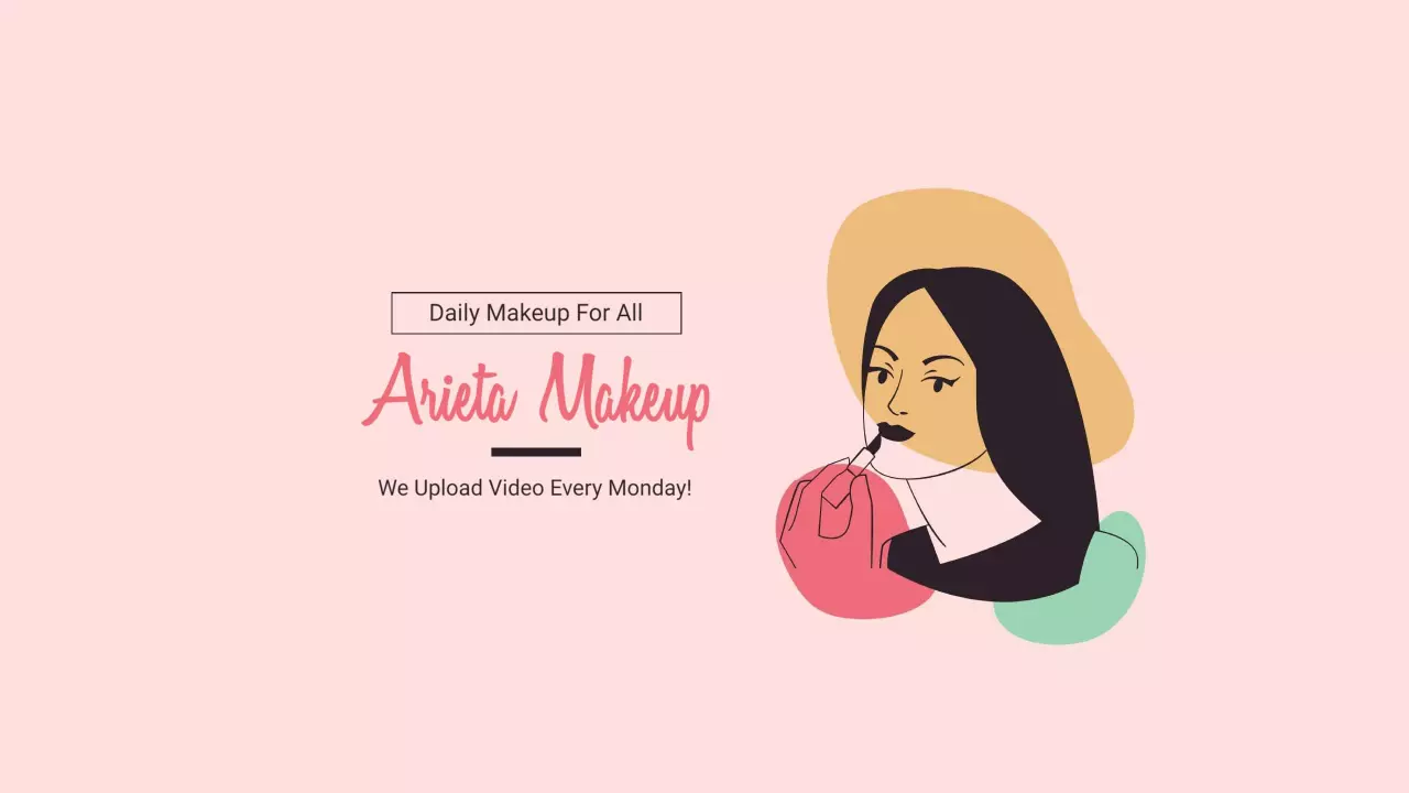 Chic Illustration of a Woman with Makeup on Pink Background YouTube Banner Template